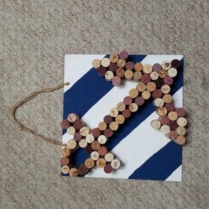 Hand Crafted Upcycled Nautical Anchor Wine Corks Wall Decor